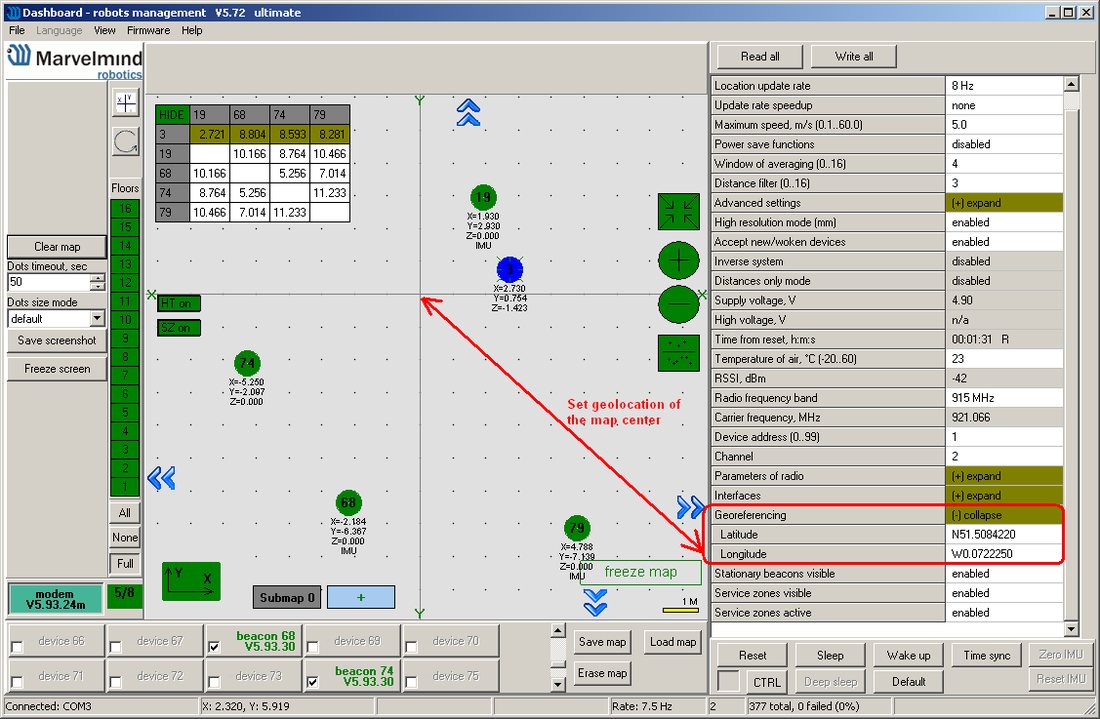 Georeference coordinates can be set as shown on the screenshot