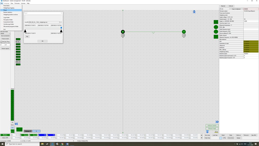 At the top of the player, you can see 7 outputs