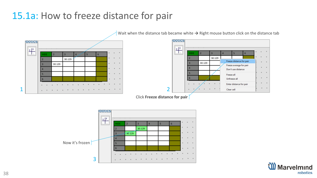 Building the distances map - steps 1-6, freeze and manual input - Marvelmind beacon placement, slide 41