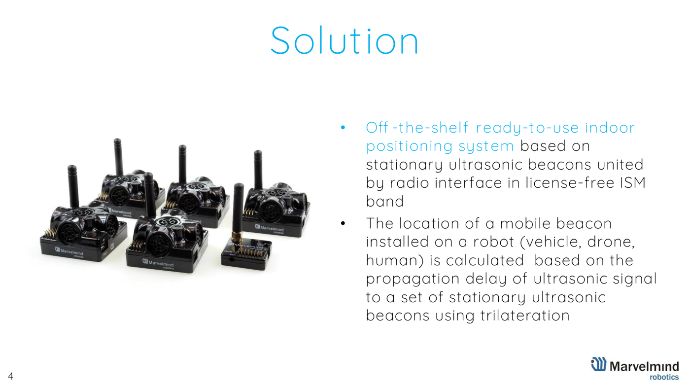 The Marvelmind ultrasonic indoor positioning solution - Marvelmind presentation, slide 4