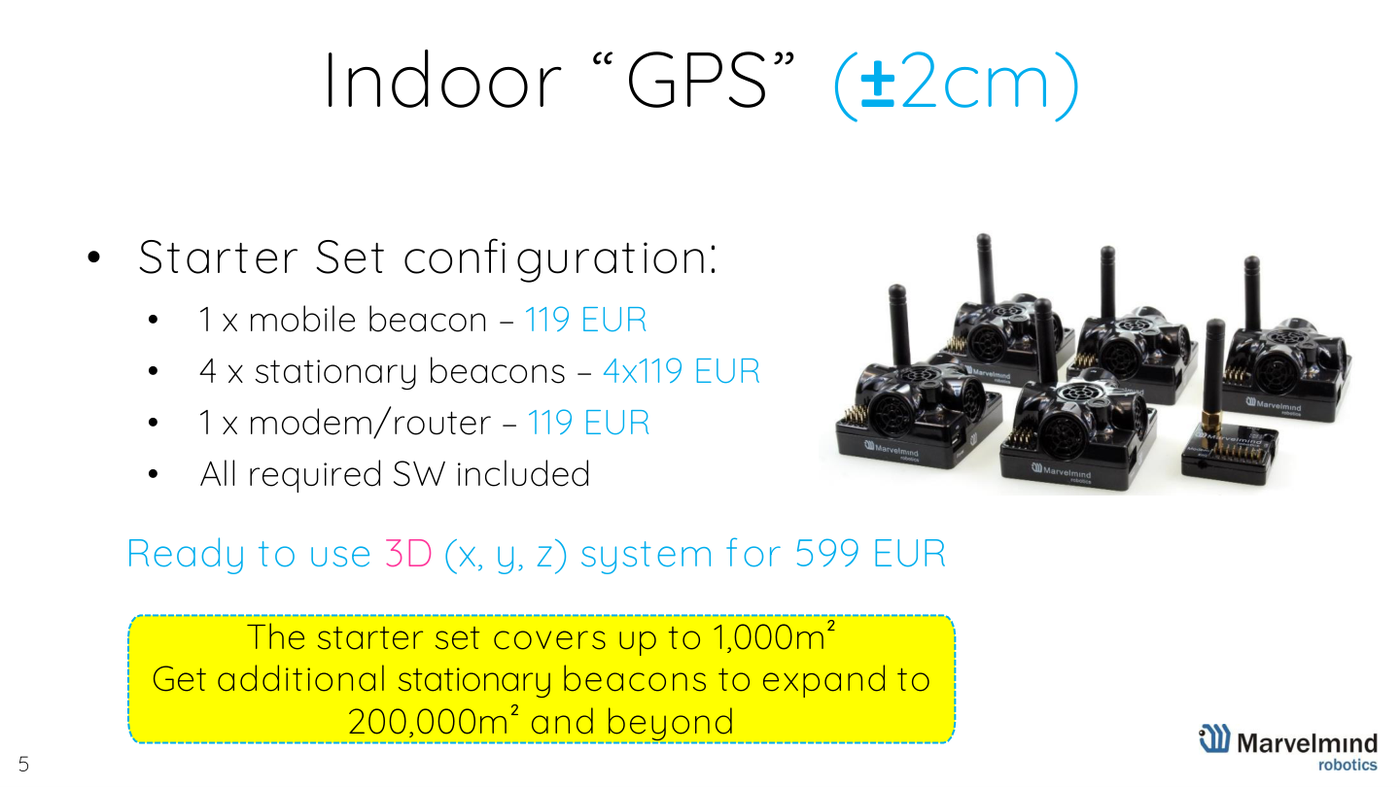 Starter Set configuration - ready to use, expandable with submaps - Marvelmind presentation, slide 5