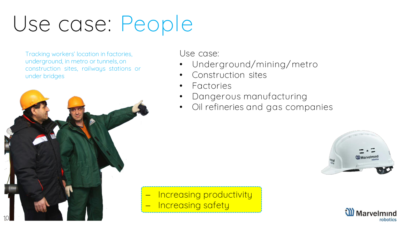 Use case - tracking and protecting people and machinery - Marvelmind presentation, slide 10