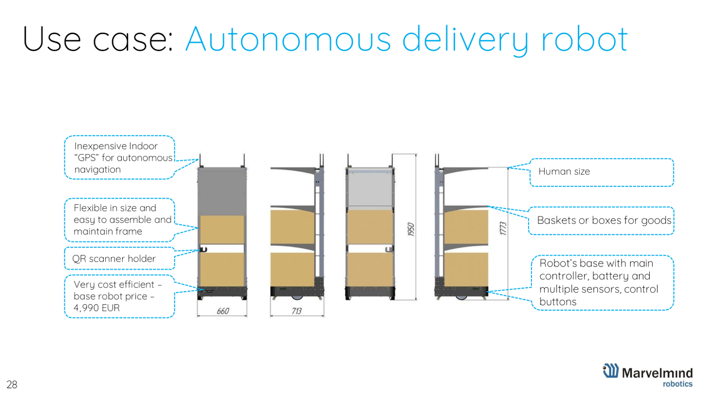 Marvelmind Robot v100 - autonomous delivery robot - Marvelmind presentation, slide 28