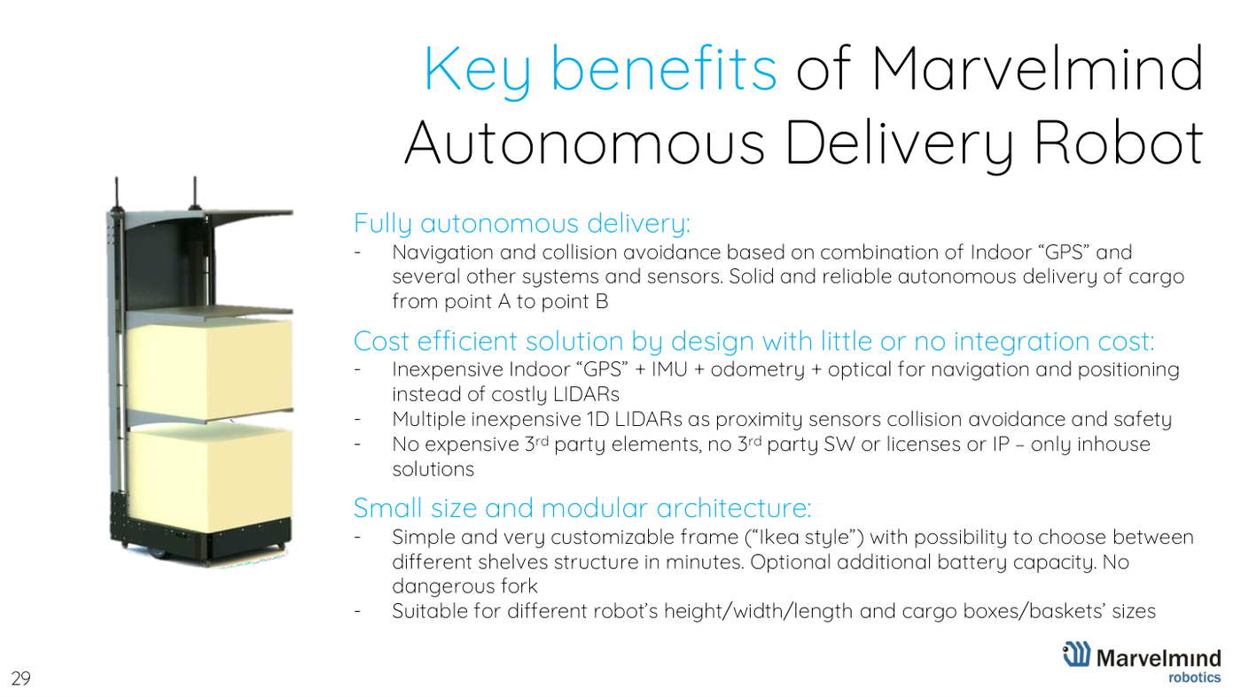 Marvelmind Robot v100 - autonomous delivery robot - Marvelmind presentation, slide 29