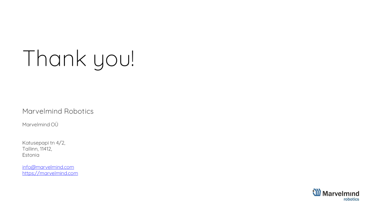 Thank you - Marvelmind Robotics - Marvelmind presentation, slide 33
