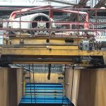 Marvelmind Industrial Super-Beacon installed on the crane's cart for precise Y tracking