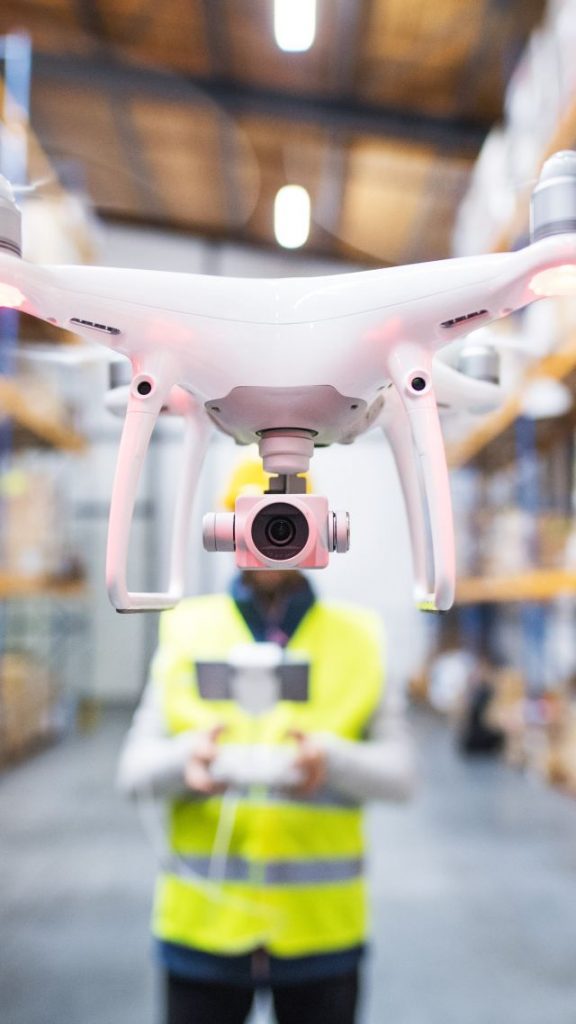 Scanning drone inside warehouse